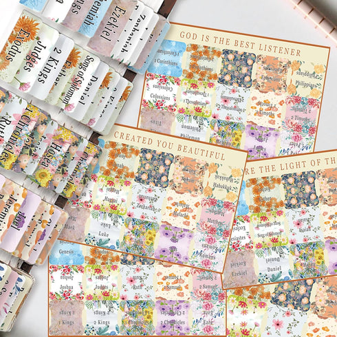 GZCQLKOR Tabs,75 Bible Tabs, Floral Theme Tabs for Women and Men Study Bible Index Tabs, Bible Journaling Supplies