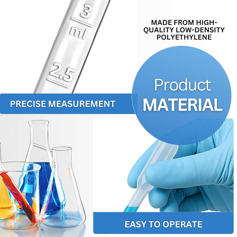 Transfer Pipettes, 3ml, 500pcs Disposable Plastic Droppers for Precise Measuring