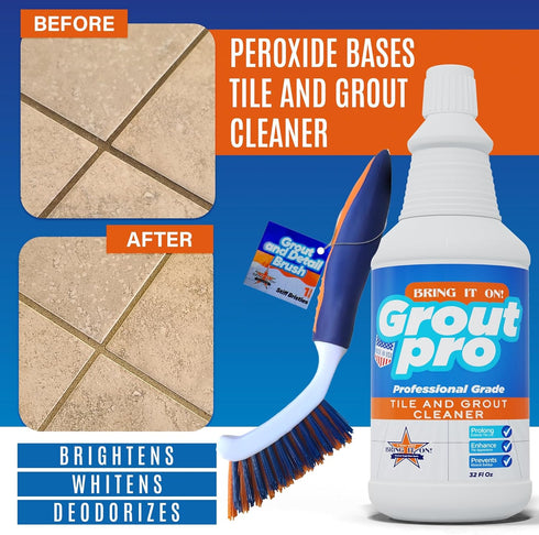 32Fl Oz 8-inch Bring It On Grout Cleaner Pro with Grout Cleaning Brush Grout Cleaner for Shower Tile Includes