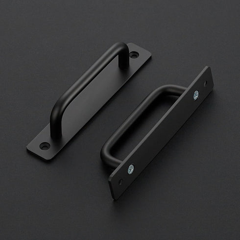 Ravinte Barn Door Handles 4 Pack Sliding Door Handle 5" Hole Center Barn Door Handles Black Cabinet Handles Door Pull Handle Zinc Alloy Door Pulls with Plate for Sliding Closet Door Handle by Ravinte