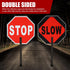 Yahenda Stop Slow Sign Traffic Set, 13" x 13" Double Sided Hand Stop Sign with High Visibility Vest for Road Work