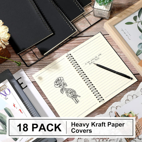 Yahenda Spiral Notebook Bulk, A5 College Ruled Journals, 8.3 x 5.5 Inch, 18 Pcs Thick Paper Notebook