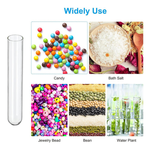 PATIKIL 5ml Test Tubes, 200pcs Glass Clear Round Bottom Containers for Bead Party Candy Storage