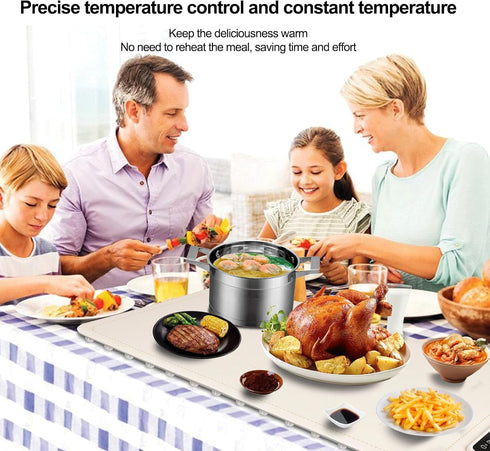 4 10s Qimh Food Warming Mat, Silicone Food Warmer for Parties Buffet, Full Surface Electric Warming Tray with Temps