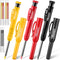 Hiboom 3 Pack Solid Carpenter Pencil with Cap and 21 Pcs Refills, Deep Hole Mechanical Pencil Marker for Woodworking