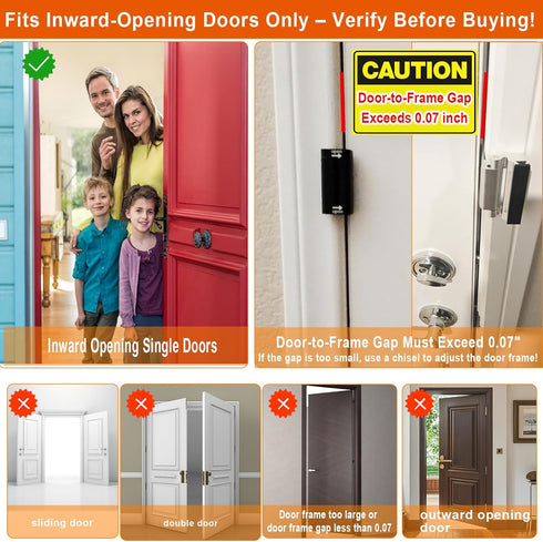 800 lbs, (2 Pack, Home Security Door Reinforcement Lock, Upgraded Front Door Locks for Kids Safety Withstand Child