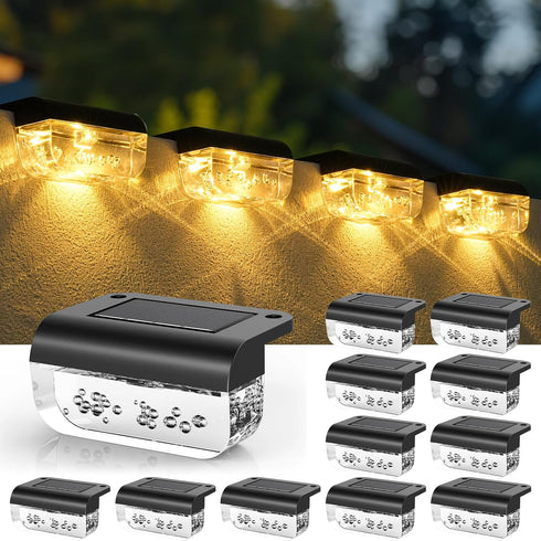 Herzila Solar Step Lights Outdoor, 12 Pack Solar Fence Lights, LED Waterproof