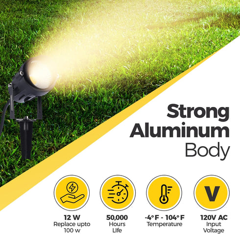 10W,120V (2 Packs) Outdoor Landscape Lighting AC,Warm White Waterproof LED Landscape Lights for Yard,Patio,Lawn, Wall