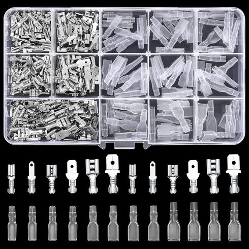 360 Pcs Male and Female Wire Spade Connectors - 2.8/4.8/6.3mm Quick Splice Electrical Crimp Terminal Block Kit