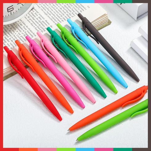 Fulmoon 300 Pcs Black Ink Pens Bulk, 1.0 mm Medium Point Retractable Ballpoint Pens for School Office Supplies (Rainbow)