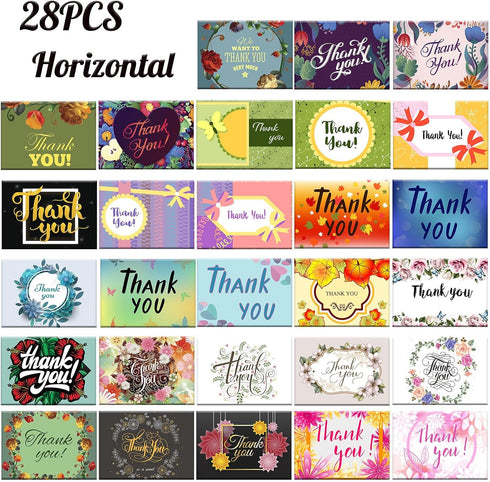 56 4 6 Inch Eilyliafe Bulk Thank You Cards, Assorted Thank You Cards with Envelopes, Matching Stickers and Storage Box