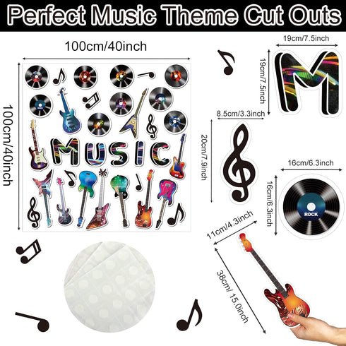 Back to School Musical Notes Rock Record Cutouts, Music Party Classroom Decorations for Kids