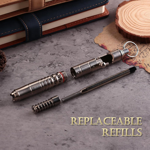SMOOTHERPRO Titanium Bolt Action Pen, Compatible with Parker Refill, Retractable Hollow Design, Heavy Duty for Tremor,