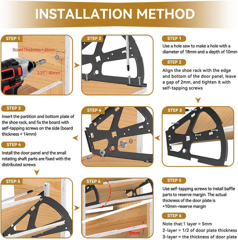 Jwthee 2 Shoe Cabinet Hinges, Layers Shoes Drawer Cabinet Hinges Flip Frames Turning Rack Replacement Cabinet Flip