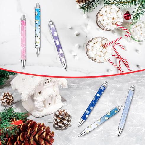 Yeaqee 36 Pcs Winter Themed Snowflake Pens, Frozen Ballpoint Pens for Winter Birthday Party, School Reward Prizes