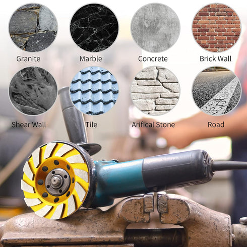 5 Pieces Diamond Cup Grinder - 4 Inch Turbo Diamond Grinding Cup Wheel for Heavy Duty Angle Grinder