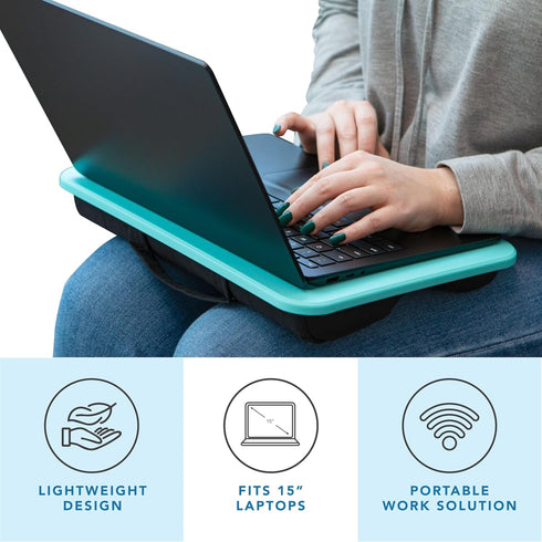 LAPGEAR Compact Lap Desk - Fits up to 15 Inch Laptops, Aqua Sky - Style No. 43109