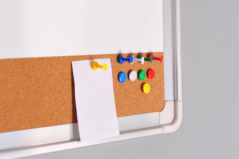 White Board Cork Board Combo, 24x18 in Dry Erase Board with Cork, 1 Magnetic Eraser, 4 Markers, 4 Magnets