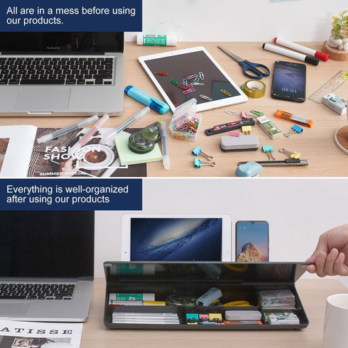 TSJ OFFICE Desktop Whiteboard Dry-Erase Board, Computer Keyboard Stand with Drawer, Desk Organizers