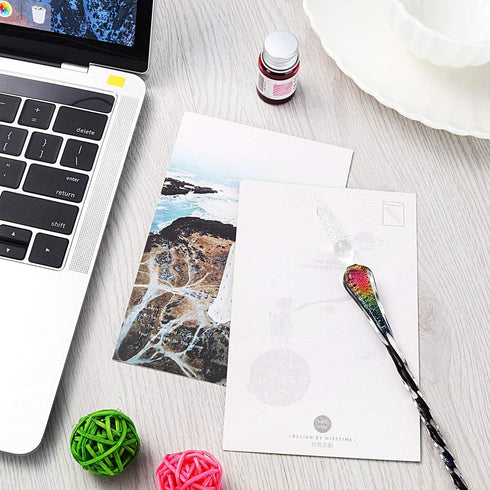 molshine Handmade Glass Dip Pen, Crystal Calligraphy Pen for Artist, Writing Drawing Decoration Gifts