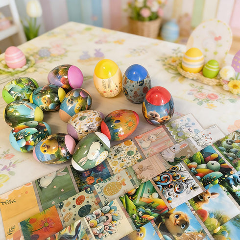 Dcurix 48 Pieces Thermo Heat Sleeves Easter Eggs Decorative Wraps Egg Easter Bunny and Chick Pattern Decoration Film