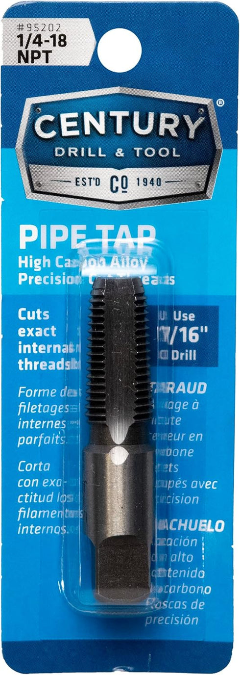 Century Drill & Tool 95202 Carbon Steel Pipe Thread Tap, 1/4-18NPT