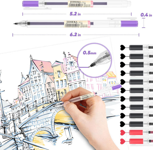 Gel Ink Pens - Black Fine Point for Bullet Journaling, Note Taking, Writing, Drawing, Office & School Supplies
