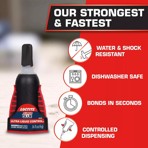 Loctite Super Glue Ultra Liquid Control, Clear, 0.14 fl oz Bottle, 6 Pack, Quick Dry Adhesive