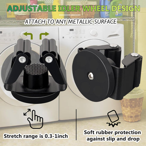 ULIBERMAGNET Magnetic Mop Broom Holder - Heavy Duty Movable Rack - Anti-slip Wall Mounted Utility Storage
