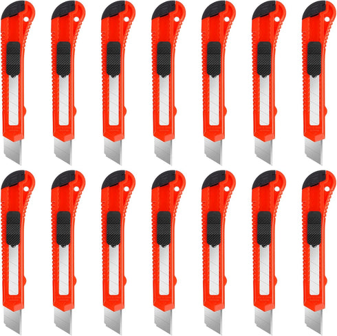 DIYSELF 14 Pack Retractable Box Cutter Knife with 18mm Wide Utility Blades for Home and Crafts