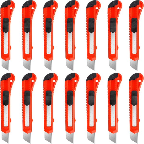 DIYSELF 14 Pack Retractable Box Cutter Knife with 18mm Wide Utility Blades for Home and Crafts