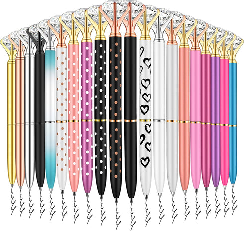 PASISIBICK 20 Pieces Diamond Pens - Cute Ballpoint Crystal Diamond Pens for Women Wedding Decor with 20 Refills (20