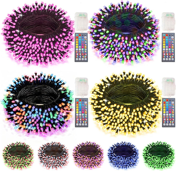 Pooqla 4-Pack Color-Changing String Lights, 66.6ft 200 LED with Remote, 34-Color Twinkle