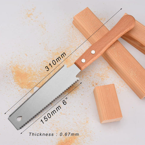 Small Woodworking Hand Saw, 6 inch Flexible Blade Double edge TPI 17/11 Pull Saw for Craft, Hobby, DIY, Non Slip Wood Handle Garden Trim Saw, Sharp and Light Woodworking Tools by WEIMELTOY