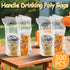500 Pack 1-Cup Packaging 11.2 6 Lawei Handle Drinking Poly Bags, Clear Plastic Drinking Bags with Handle for Delivery