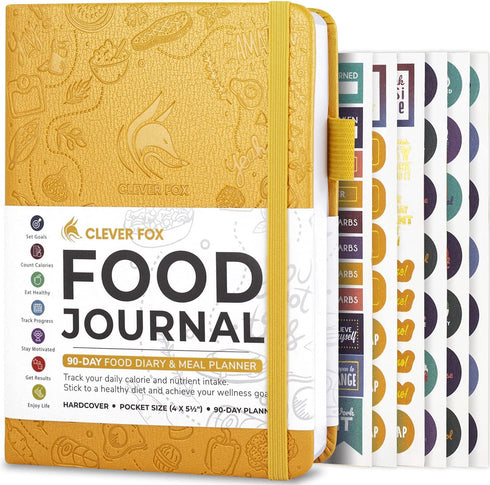 Clever Fox Pocket Food Journal - Daily Meal Planner, Track Calories & Nutrients, Weight Loss Tracker Notebook, 4x5.5”