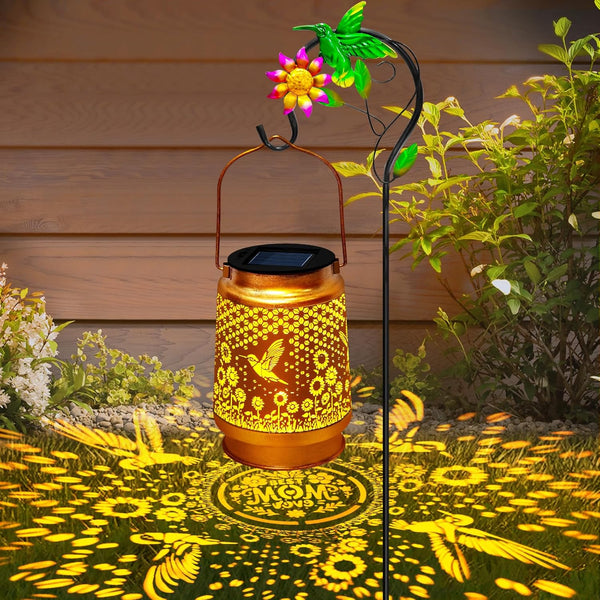 Mothers Day Gifts Solar Lanterns Outdoor Waterproof Hummingbird with Shepherd Hook,Hummingbird Garden
