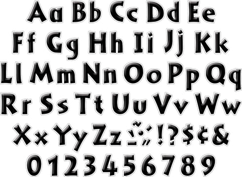 Barker Creek 2" Letter Pop-Outs 2-Pack, Black Tie Affair - 1352 Colorful Letters, Numbers & Punctuation Marks