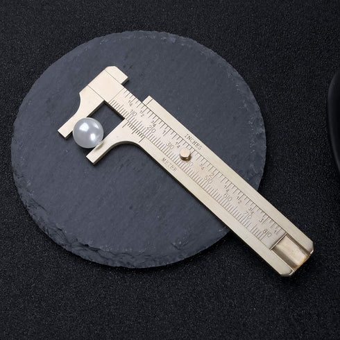 Retro Vernier Caliper Mini Brass Sliding Pocket Caliper for Measuring Gemstones and Jewelry Components (80 mm)