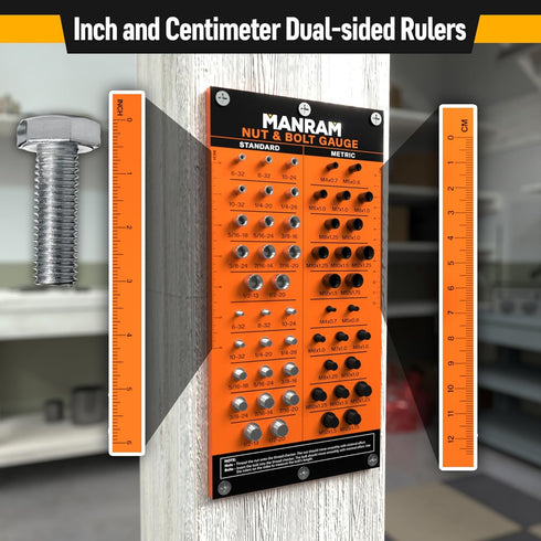 Thread Checker with All-Metal Board, Nut & Bolt Thread Gauge for Standard and Metric Sizes, Wall-Mountable