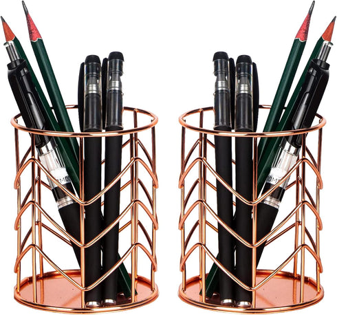 Rose Gold Pencil Cup, Wire Metal Mesh Pen Holder, Makeup Brush Organizer, 1PC for Office Home School