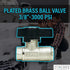DN10 MTM Hydro Original Italian Brass Plated Ball Valve for Pressure Washing, Soft Washing and Industrial Applications