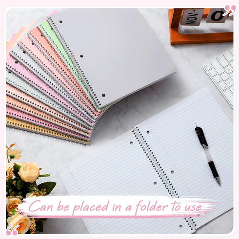 Teling 1 Subject Spiral Notebook, College Ruled 8 x 10 1/2 Inch with 70 Sheets, 12 Pcs