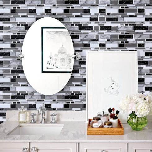 Livebor Peel and Stick Backsplash Wallpaper Kitchen Backsplash Wallpaper 11.8inch x 196.8inch Tile Contact Paper Kitchen Peel and Stick Countertops Waterproof Wallpaper for Bathroom Kitchen Wallpaper by Livebor