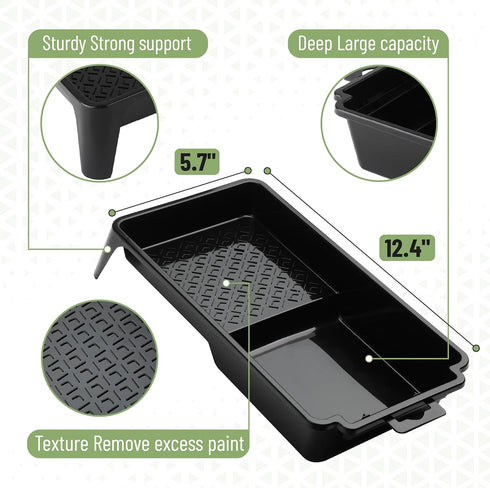 4 Inch Set, 18 1x 3X 1x 5X 5X 3X (1", 2", 3") Bates- Paint Roller pcs, Plastic Paint Tray, Disposable Tray Liners