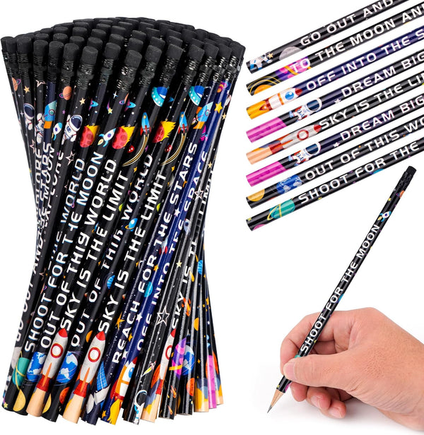 Kolewo4ever 100 Pieces Space Theme Pencils - Fun Astronaut Pencils with Matching Eraser