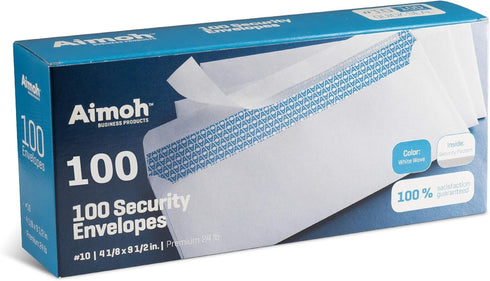 EnveGuard #10 Security Tinted Self-Seal Envelopes, No Window, 4-1/8 x 9-1/2 Inches, White, 100 Count