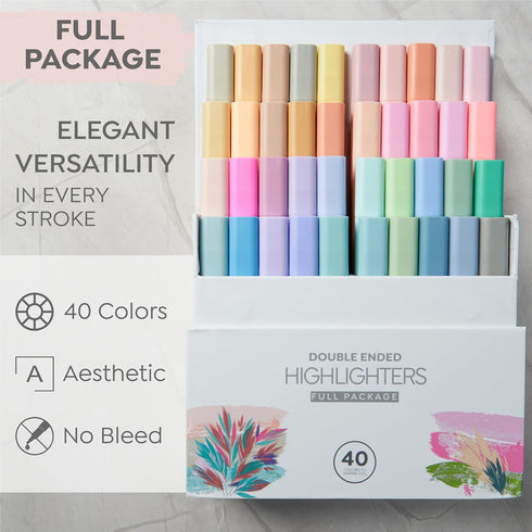 BLIEVE Aesthetic Cute Highlighters No Bleed Through, Dual Tip Chisel & Fine Point, Pastel Colors For Bible & Journaling