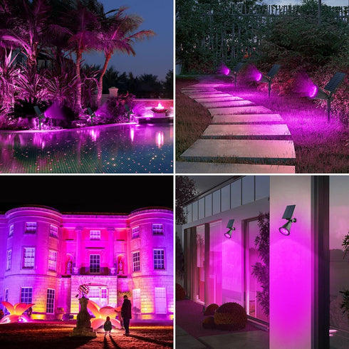 4 180 Area(Purple-1Pack) T-SUN Solar Spotlights, LED Solar Waterproof Outdoor Landscape Lights, Auto-on/Auto-Off by