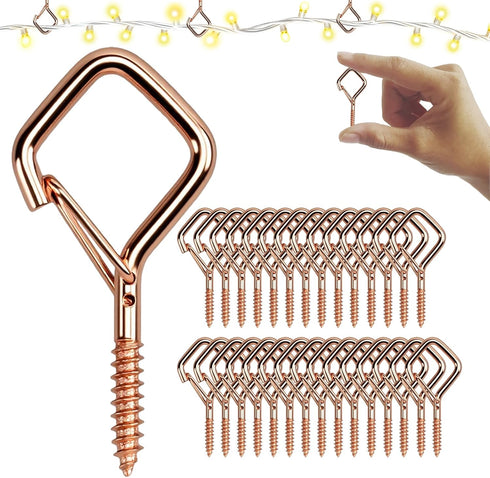 Screw Hooks 1.65 Inch, Small Metal Ceiling Hooks for Outdoor String Lights,